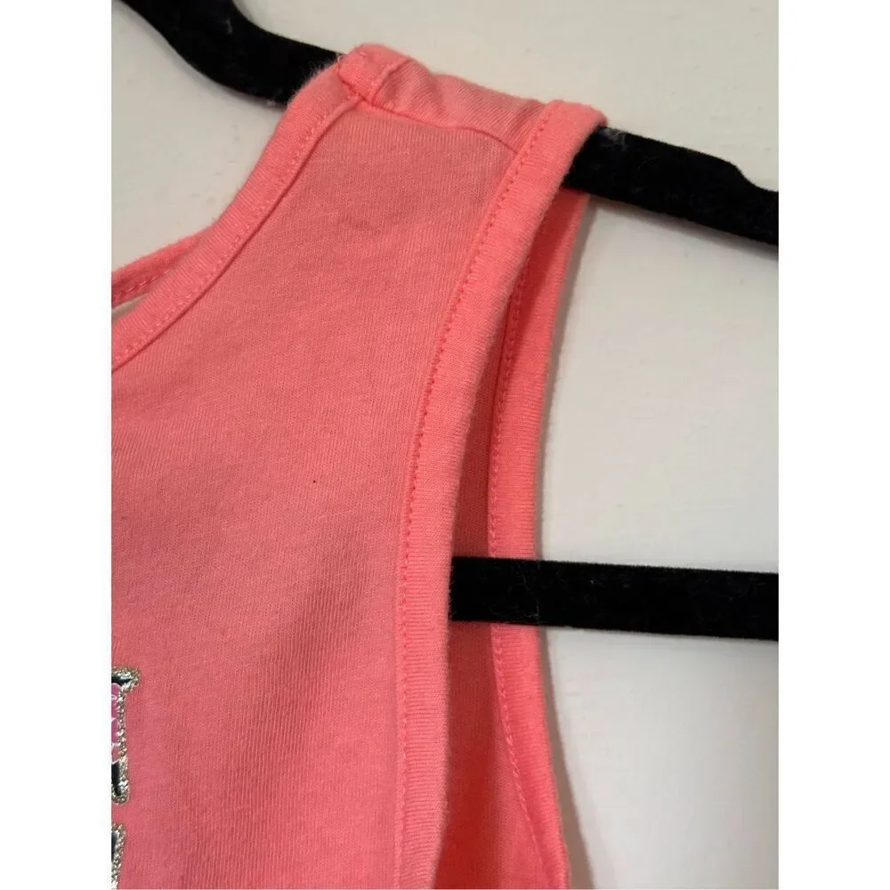 The Children’s Place Girls Peach & Floral Print Be Kind Graphic Tank Top with Cr